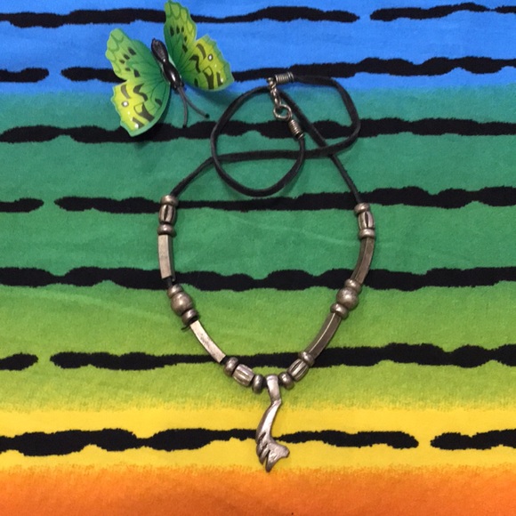 Black Rope Silver Charm Necklace - Picture 4 of 16